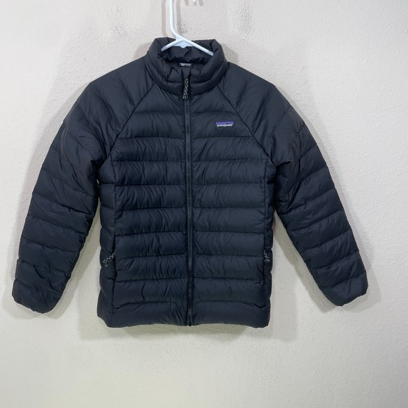 Patagonia Puffer Jacket Youth L (12) Black Netplus Shell Down Quilted Full Zip - Picture 1 of 9